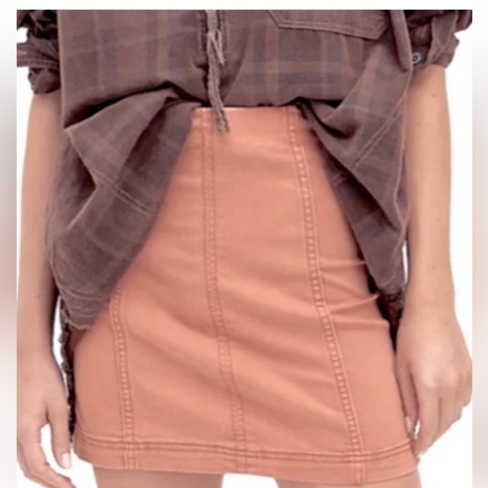 Free People Seamed Mini Skirt - modern femme-terracotta - Size 4